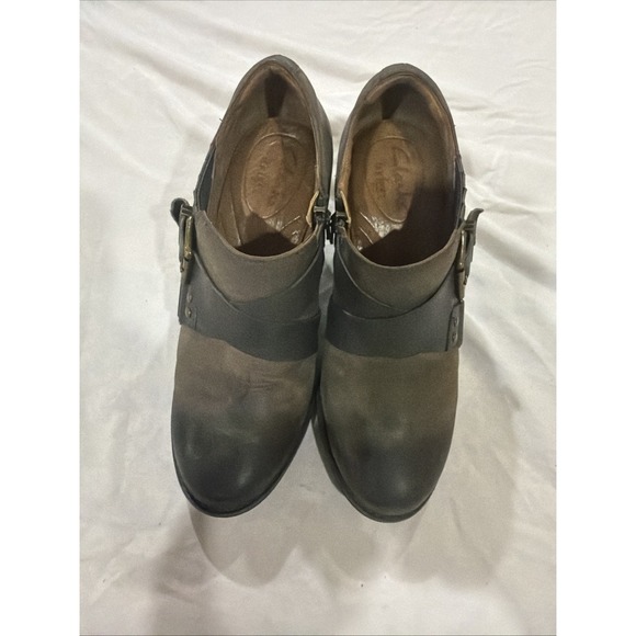 Clarks Shoes - CLARKS Indigo Artisan Heath Woodlark Belted Buckle Ankle Boots Boho Punk Heel 7m
